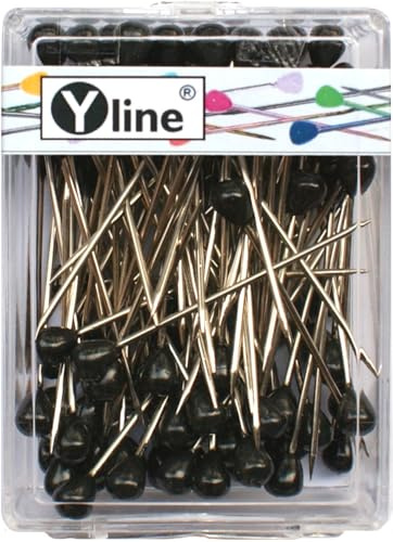 100 Stück Tapezierstecker mit Kunststoffkopf schwarz ca. 60 mm, Schmuck- Nadeln Stecknadeln groß, 0717-SW