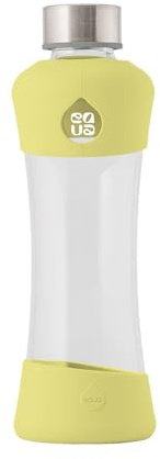 EQUA Active citron drickflaska 0,5 l – glasflaska 550 ml med silikonfodral – vattenflaska av borosilikatglas – sportflaska, glas, designflaska