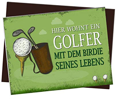 Kühlschrankmagnet mit Spruch: Hier wohnt EIN Golfer - mit dem Birdie seines Lebens