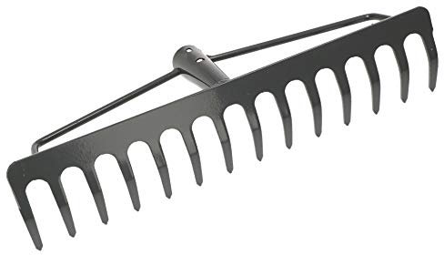 KOTARBAU® Robuster Stahlrechen mit 14 Zinken Laubbesen 360 mm Arbeitbreite Laubharke Fächerbesen Laubfeger Laubfächer Laubrechen Garten Rechen Gartengerät Gartenwerkzeug Grau ohne Stiel
