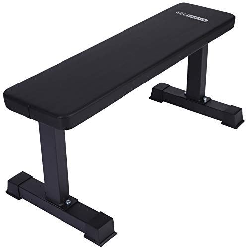 HolaHatha Steel Frame 600 Lbs Capacity Foam Padded Flat Weight Fitness Equipment Home Gym Freeweight Barbell Bench for Strength Full Body Exercise