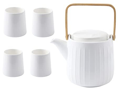 Cabilock Tetera De Cerámica Vaso Para Jugo y Taza Para Servir Para Juego De Té Casa o Oficina Incluye Tazas Para Beber
