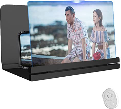 Foldable Phone Magnifier Screen, Screen Magnifier For Cell Phone, HD 3D Blu-ray Easy To Carry Gadgets For Men Gifts Technology 3d Movies Phone Projector (Color : Black+Speaker, Size : 26inch)