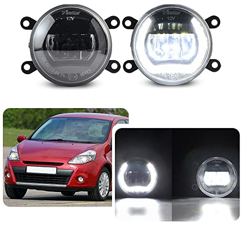 njssjd Led Tagfahrlicht Nebelscheinwerfer Ersatz für Renault Clio IV Megane II III IV Twingo II III Laguna II III LED 6000K Hellweiß LED Nebelscheinwerfer DRL Licht Canbus Fehlerfrei