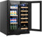 COSTWAY Dual Zone Wine Beverage Refrigerator, 120L Double Door Commercial Bottle Fridge with LED Lighting, 2 Independent Control Zones, Removable Shelves & Safety Lock, Back Bar Drink Fridge
