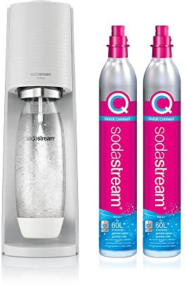 SodaStream Terra Sparkling Water Maker, 1L BPA-Free PET Bottle, White, 6L Capacity, Manual Operation, Quick Connect CO2 Cylinder, Sparkling Water Machine