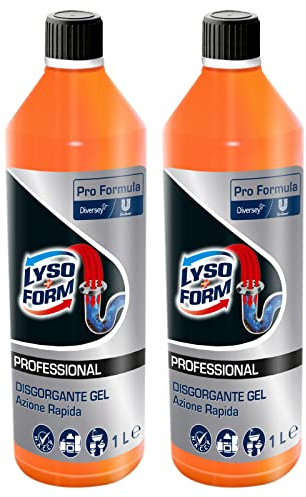 2x Lysoform Professional Disgorgante Gel Azione Rapida Pro Formula per Tubature e Scarichi Intasati - 2 Flaconi da 1L ciascuno