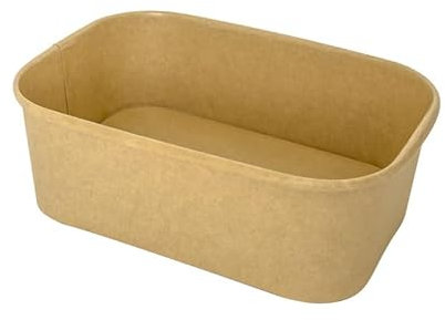 ECOPICNIC Ensaladeras Rectangulares de Papel Kraft 300 Unidades 750 ml | Cuencos Desechables de cartón Kraft, Ideales para ensaladas, Comidas para Llevar y Aperitivos