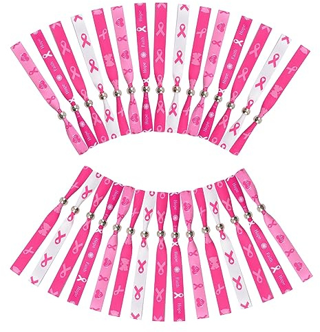 WANDIC Lot de 30 bracelets de sensibilisation à la santé en polyester avec motif de ruban, 5 styles, ajustables pour les événements publics