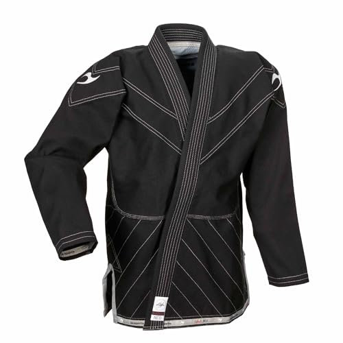 Ju-Sports BJJ Jacke Select Neo Schwarz A1L I Jujutsu Anzug für Erwachsene I Kampfanzug mit Lycra-Einsatz im Schulterbereich I Mit Kontrastnähten I 100% Baumwolle