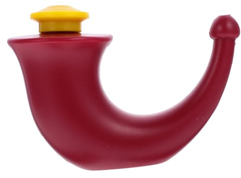 Yoga Nasal Rinsing Pot Red Plastic Sinus Irrigation | Sleek Adapter, Flat Base Design, Convenient Storage, for Allergy and Sinus Care at Home
