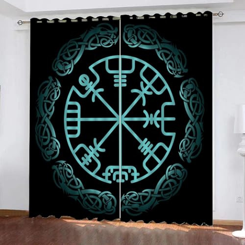 WIKINGER Gardinen ösenschal 2er Set B 220 X H 215 cm Vorhang Blickdicht Kälteschutz Schallschutz Verdunkelung Wärmeisolierende Vorhänge für Wohnzimmer Schlafzimmer