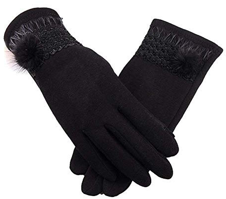 FLYIFE Unisex-Erwachsene Fäustlinge Winter Damen Handschuhe Warme Handschuhe Winter Einfache Handschuhe Glamourös Sehr Warm In Kaltem Winter Baumwolle Rote Fäustlinge/Black/M