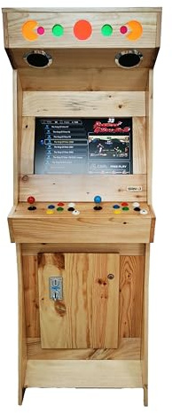 Machine d'arcade rétro en Bois - Fait Main – Borne 2 Joueurs avec +4000 Jeux Classiques, écran LCD 22, Plug & Play – San-J (Nature)