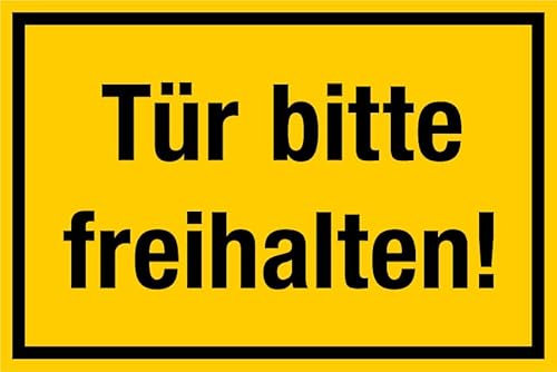 Türaufkleber „Tür bitte freihalten!“ Hinweis Farbiger Hintergrund | Varianten wählbar Made in Germany, Farbe: Gelb | Schwarz, Größe: 30x20 cm