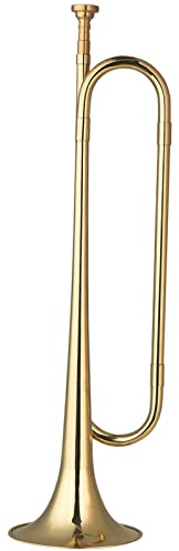 COMETX Musical Horn Pc C Bugle Call Gold Plated Trompete Reiter Horn mit Mundstück Musikinstrument für Anfänger Schulband Militär Orchester (18,7 Zoll)