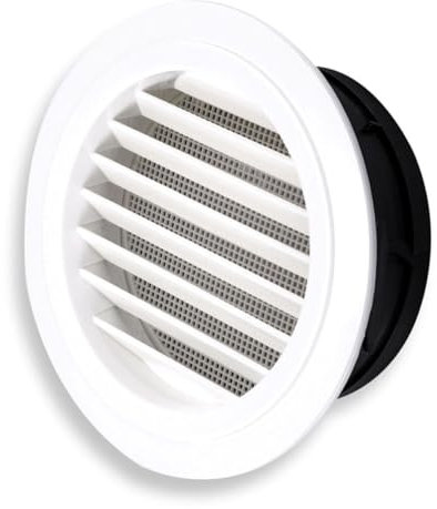 CHEMYO Kanallüftungs-Abluftgitter-Abdeckung, Wand-Entlüftungs-Trockenhaube, Runder Wand-Entlüftungsauslass Aus Kunststoff (Farbe : White, Größe : LOUVERS_125CM/5IN)