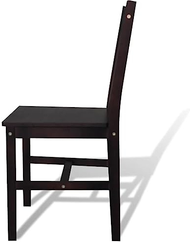 KTHLBRH Stühle für das Wohnzimmer Küchenstuhl Bürostuhl Esszimmerstühle 2 STK. Dunkelbraun Kiefernholz für Büro, Wohnzimmer, Küche