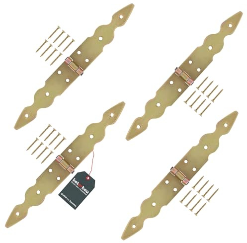 KOTARBAU® 4er Set Ladenband Türbänder 150 x 150 x 35 mm aus Verzinkt Stahl Torscharnier Türband Gold Scharniere Klappbar Fensterscharnier Holztür Gartentor Scharnier Kistenband Torbeschlag
