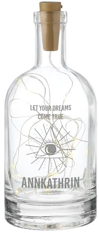 polar-effekt LED Deko Flaschenlicht aus Glas mit personalisierter Gravur - beleuchtete Flasche mit Lichterkette - perfekt als Geburtstagsgeschenk