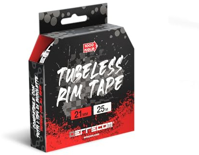 Errecom 1000 Miglia Tubeless Rim Tape 25 mètres x 21 mm, Bande Adhésive pour convertir Les Jantes de Vélo avec Chambre à air en Tubeless, Ultra Résistante, avec 10 Sceaux Adhésifs