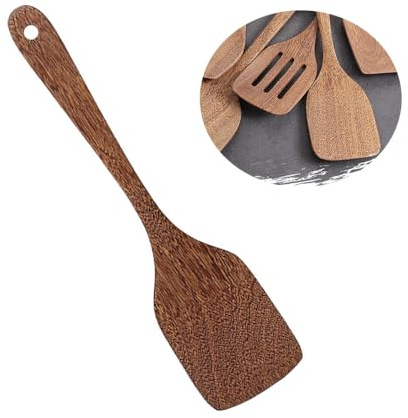 Wooden Spatula for Cooking No Stick Wooden Spatula Cooking Kitchen Utensils Shovel Long Handled Wood Corner Spatula Spoon Scraper