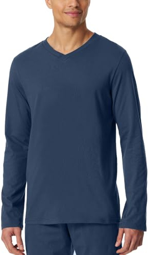 Schiesser Herren Schlafshirt Kurzarm V-Ausschnitt Bio-Baumwolle - Mix + Relax