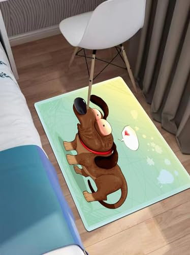 OHAGS Alfombra de Baño Antideslizante,Ducha Microfibra Suave,Perro Gracioso con Globo. Ilustración Vectorial de Objetos aislados, Puede,Alfombrillas Lavable en la Lavadora,Súper Absorbente,60x90 CM