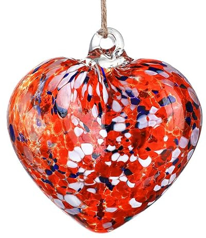 Esferas de cristal soplado a mano para jardín, amor, corazón, bolas de amistad, adornos de bolas de Navidad para decoración de árbol de Navidad (rojo - A)