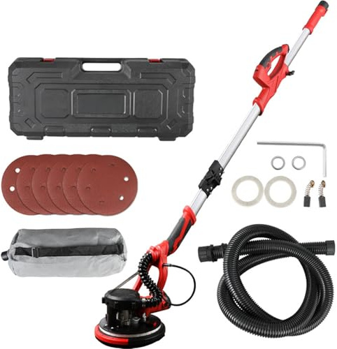 Levigatrice elettrica per muri a secco da 1250 W con raccolta polvere con aspirazione, Levigatrice lucidatrice a batteria da 800-1750 giri/min con 7 velocità variabili, Levigatrice per cartongesso