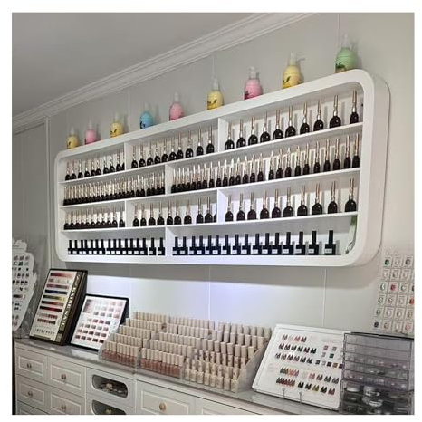 JTWWDM Weißes Nagellackregal, Wandmontierter Parfüm-Organizer-Halter, Aufbewahrungsregal für Lippenstift-Nagellackflaschen, Multifunktionaler Hängeschrank,1.2m/47.2in