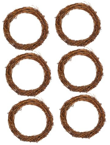 TOPBATHY 6stücke Runder Rattankranz aus Natürlichen Weinreben Kleiner Türkranzring für DIY-Dekorationen und Blumenarrangements als Winterkranz oder Wandbehang zur Verschönerung Ihres Zuhaus