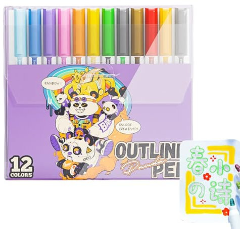 Generisch Graffiti-Stifte, Outline-Stifte, Schimmermarker-Set, Kreative Marker zum Zeichnen, Kritzeln, Kartenmachen, Weihnachtskarten, Farbstift-Set