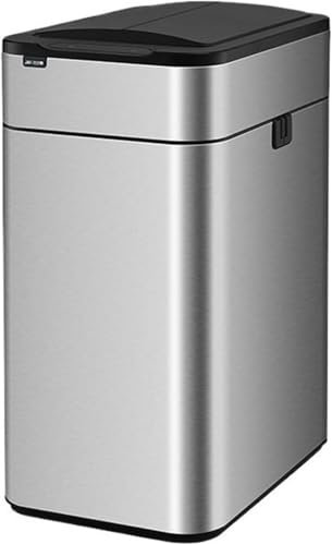 ASerZenith Poubelle Automatique en Acier Inoxydable avec Couvercle, Poubelle de Cuisine à Ailes Ouvertes, Poubelle Moderne 9/15/30/50/60 L pour Usage Domestique et Commercial Poubel(Silver-60L)