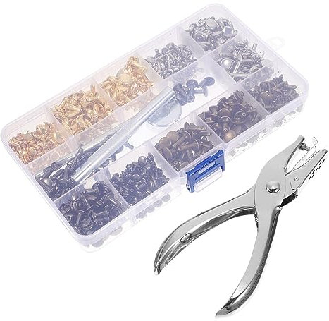 LIFKOME Remache Doble con Herramienta de Ajuste para Cuero, 1 Set