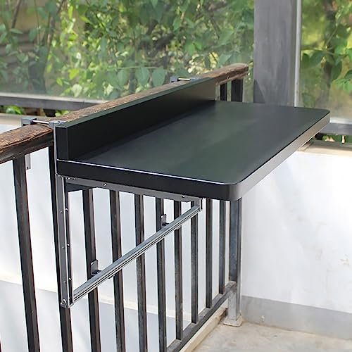 Balkon-Stehtisch Für Geländer, Balkon-Hängetisch, Klappbarer Beistelltisch Für Den Außenbereich, Klappbarer Hängetisch, Höhenverstellbarer Schreibtisch In 5 Gängen, Trag,Black-80*40cm/31.4*15.7in