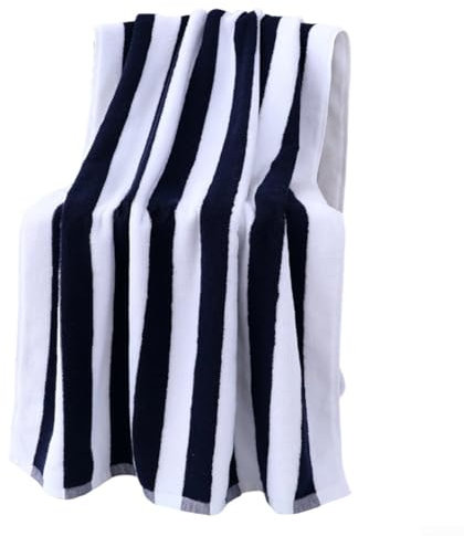 Copertura per poltrona da spiaggia in cotone a righe con tasca, 76 x 213 cm, asciugamano oversize per sdraio da piscina, grigio, rosso, blu, nero (nero)