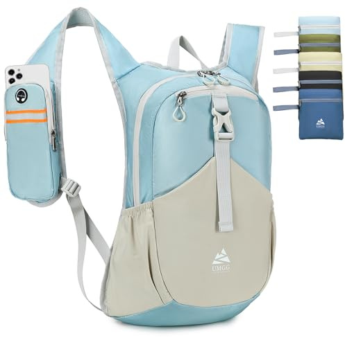 UtiaMiaoGonGo 15L Small Hiking Backpack for Women Men Lightweight Packable Backpack Foldable Casual Daypack for Camping Travel Outdoor, Blue