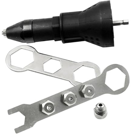 Tofficu Adaptador de Remache Eléctrico para Taladro Inalámbrico Negro, Herramienta de Remache Portátil Cabezal Metálico Reemplazable, Compatible para Montaje Rápido y Uso en Bricolaje, 1