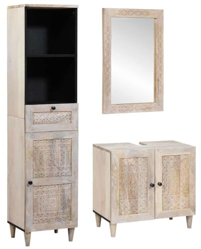 vidaXL Set di mobili per Il Bagno in Legno, armadietto per Il lavabo, Specchio Decorativo, Rustico per Interni