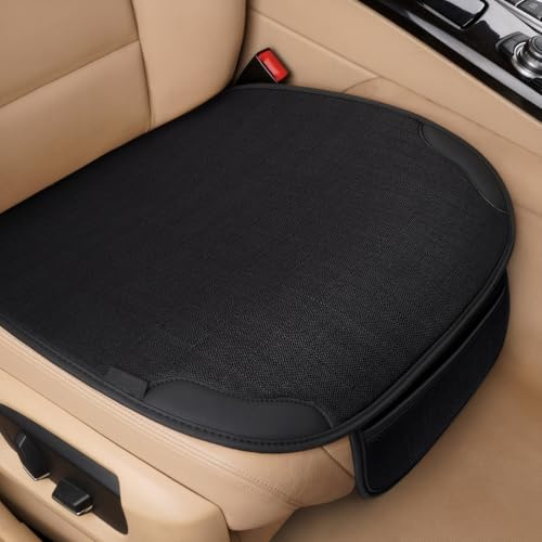 Cojín de Asiento de Coche Universal 51x50cm – Funda Antideslizante para Asiento Delantero,Transpirable y Suave,Estilo Moderno y Minimalista,Accesorios para el Interior del Automóvil (2 Piezas Negro)