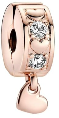 Lkwidi Femme Charms Rose Gold Love Clip Argent Sterling 925 Pendentif avec Zircon Cubique pour Bracelet-