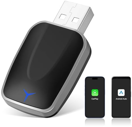 Joceixx Wireless CarPlay Android Auto 2in1 Adapter, Plug and Play, für Autos mit kabelgebundenem CarPaly und Android Auto, unterstützt iOS 10+ & Android 11+ (Unidirektional Ende-075)