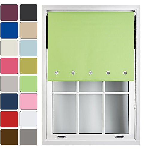 FURNISHED Verdunkelungsrollos für Fenster mit runden Ösen, verdunkelnder UV-Schutz, maßgeschneidert nach Maß, Limettengrün, 90W x 165H cm