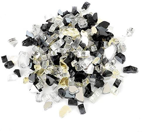 Stanbroil 4,5 kg 1/2 Feuerglas, Onyx, Schwarz, Platin, Gold, reflektierend, für Innen- und Außenbereich, Gas-Feuerstellen und Kamine