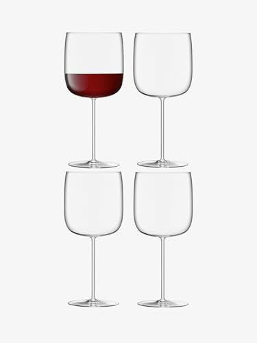 LSA International Borough Grand Cru Glass 660 ml Clear | Set of 4 | Dishwasher Safe | BG14, Red