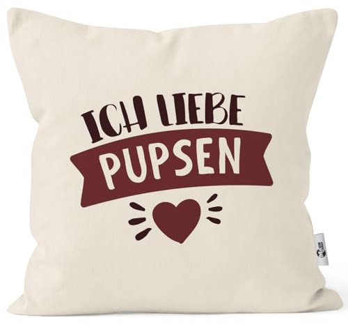 MoonWorks® Kissen-Bezug lustiger Spruch Ich Liebe pupsen und Dich personalisierbares Motiv Wunschname Geschenk witzige Liebeserklärung Natur Unisize