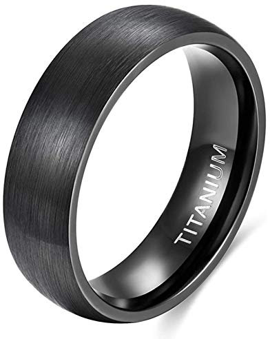 Zakk Ring Damen Herren Schwarz Titan Eheringe Partnerringe Trauringe Verlobungsringe Gebürsteter Komfort Fit 6mm 8mm (Schwarz-6mm, 57 (18.1))