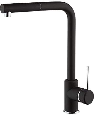 Paini Rubinetto Cucina AM10023NR - Monocomando, Monoforo con doccetta estraibile - Nero Opaco