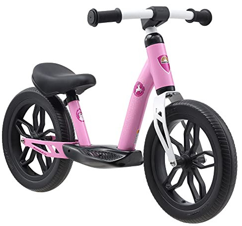 BIKESTAR Extra leichtes Kinder Laufrad mit Trittbrett für Jungen, Mädchen ab 3-4 Jahre | 12 Zoll Lauflernrad Eco Classic | Pink